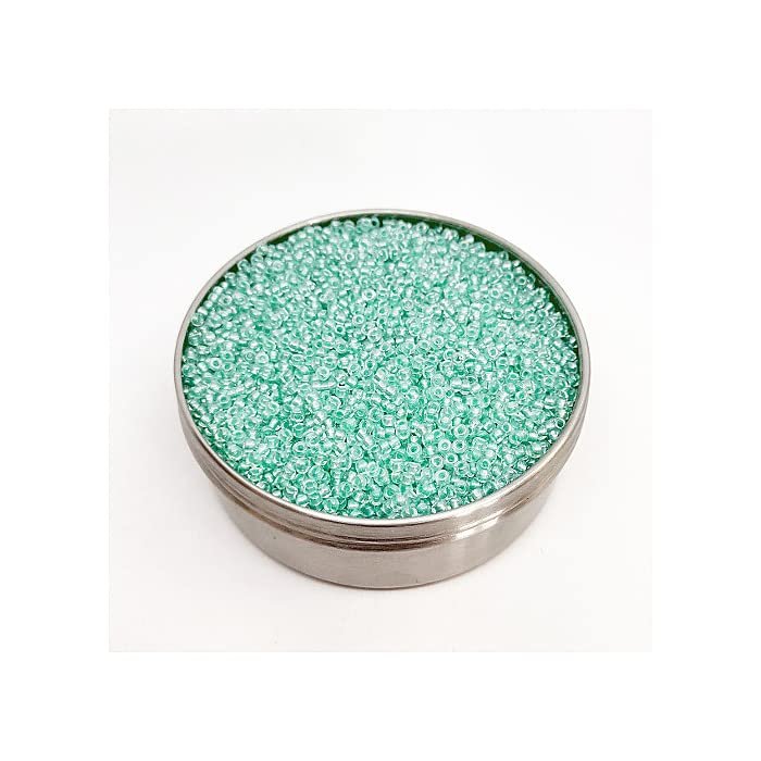 0.71oz Rocailles PRECIOSA Seed Beads 10/0 (Approx. 2.3 mm), Crystal Pearl Pastel Green Dress