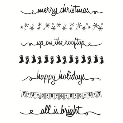 Arbuya Christmas Lines Borders Snowflakes All is Bright Happy Holidays Clear Stamps for Cards Making and Scrapbooking Paper Craft Tools