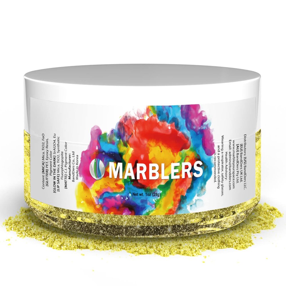 MARBLERS Yellow Mica Powder [Sunny Pearl] 1oz (28g) Cosmetic Grade Pigment, Epoxy Resin, Soap Making, Candle, Nail Art, Bath Bombs, Body Butter, DIY Crafts, Vegan, Cruelty Free