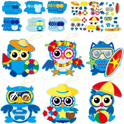 chiazllta 30 PCS Summer Craft Kits Kids DIY Hawaii Aloha Owl End of School Year Craft Preschool Art Craft, Make Your Own Bulk Set for Home Classroom Day-Care Game Activities Summer Party Favors