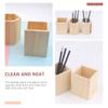 GANAZONO 2pcs Wooden Geometric Pen Holder Minimalist Desk Organizer for Office and Home Versatile Brush Pot for Stationery and Plants Pine Construction view 3