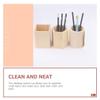 GANAZONO 2pcs Wooden Geometric Pen Holder Minimalist Desk Organizer for Office and Home Versatile Brush Pot for Stationery and Plants Pine Construction view 4
