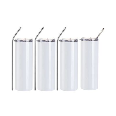 Craft Express 20 OZ Sublimation Tumblers Blanks Skinny Straight Glossy White-Stainless Steel Tumblers Cups Mugs Perfect for Tumbler Heat Press Crafting-Set of 4