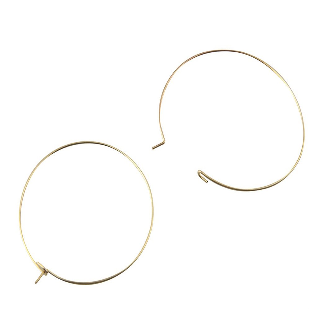 MAHAVIMOKSA Stainless Steel Round Hoop Earrings Wine Rings Findings for DIY Craft Earring Making (40mm, Gold)