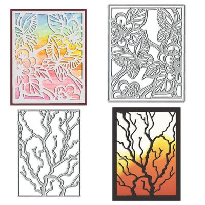 2 Frame Leaves Dies for Card Making, Butterfly Flower Background Cutting Die for Scrapbooking on Clearance Paper Crafting Decor DIY Album