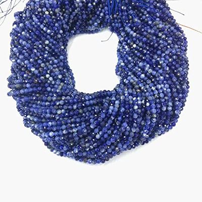 Natural Tiny Sodalite Beads Micro AAA Sodalite Beads Spacer Beads Semi Precious Loose Round Beads Beautiful Blue Color Beads for Jewellery Making 3-3.5mm 1 Strand 13 Inch