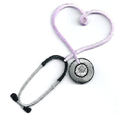 Iron On Patch/Applique - Embroidered Light Lavender Stethoscope - Craft Projects Embroidered Iron on Patch Sew On for Clothing Applique for Jackets, Hats, Backpacks Repair Patches for Craft