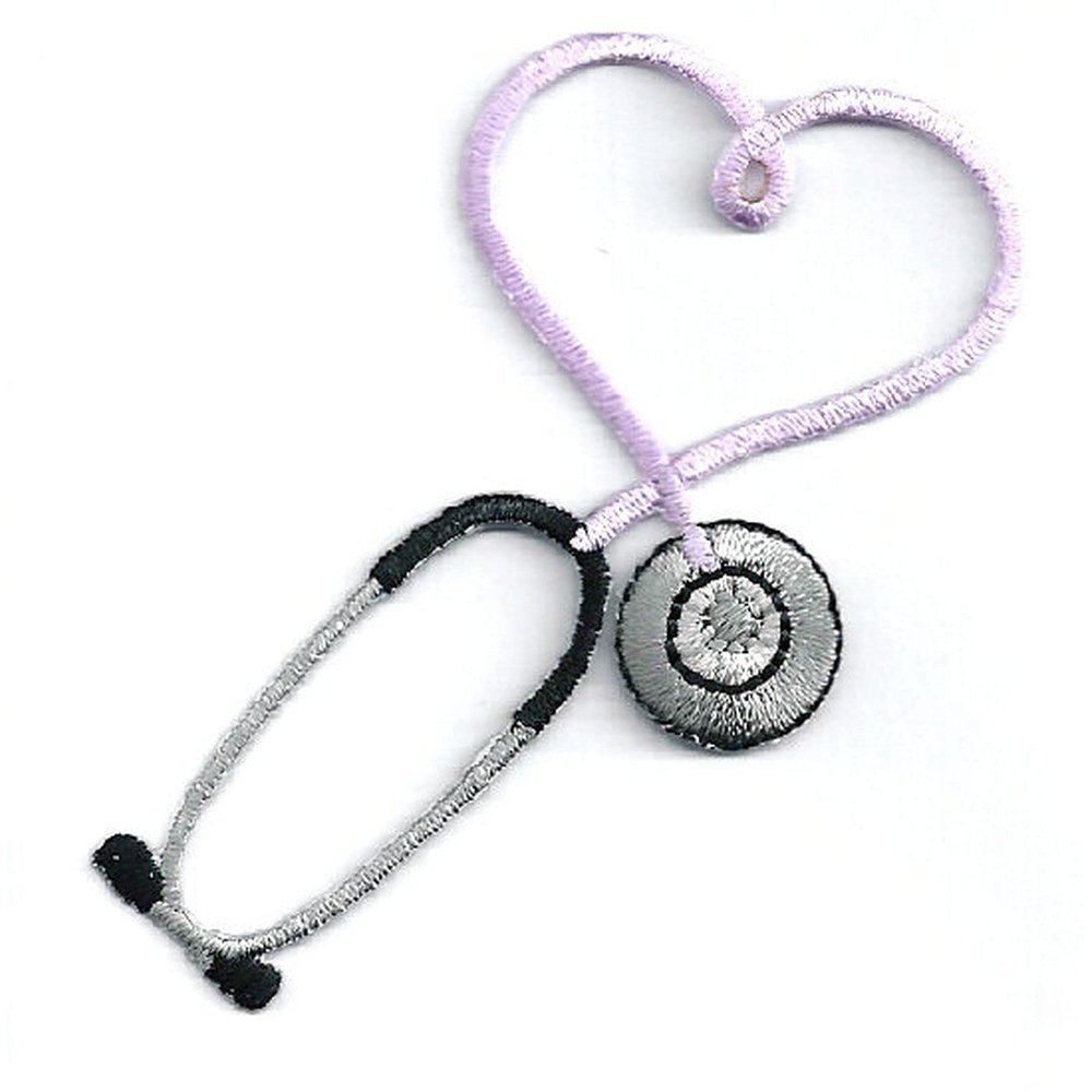 Iron On Patch/Applique - Embroidered Light Lavender Stethoscope - Craft Projects Embroidered Iron on Patch Sew On for Clothing Applique for Jackets, Hats, Backpacks Repair Patches for Craft