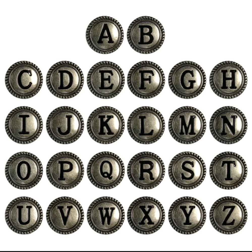 Belts.com LeatherCraft A to Z (26 PCS) 1-1/8" Antique Silver Letter Initial Alphabet Conchos Screw Back Concho