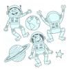 Alien Robots Planet Stars Earth Dies and Stamps Sets for Card Making DIY Scrapbooking To the Moon & Black Words Transparent Silicone Seal Stamping Stamps for Paper Crafting Arts Crafts Scrapbook Decor view 2