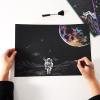 Scratch & Engraving Art Paper(16"x 11.2") for Teens & Adult, Rainbow Sketch Cosmos Astronaut Starry Sky Painting Scratchboard, Craft Kits: 3 Pack with 5 Tools - Drawing Pens, Clean Brush(Space Series) view 2