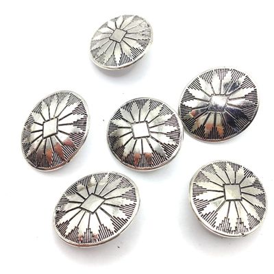 KARMELLING 10PC Metal Sewing Shank Buttons, Antiqued Silver Color Carved Pattern Oval Button 25mmx22mm(1" x 7/8")