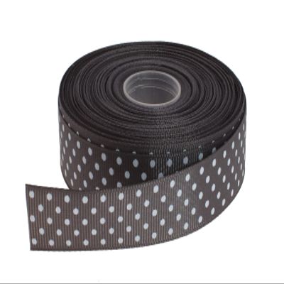 DXEUD Polka Dot Grosgrain Ribbon 25 Yard Each Roll 100% Polyester (3/4", Gray)