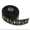 DXEUD Gold Printing Snowflake Grosgrain Ribbon 25 Yard Each Roll 100% Polyester Woven Edge (5/8", Black) view 1
