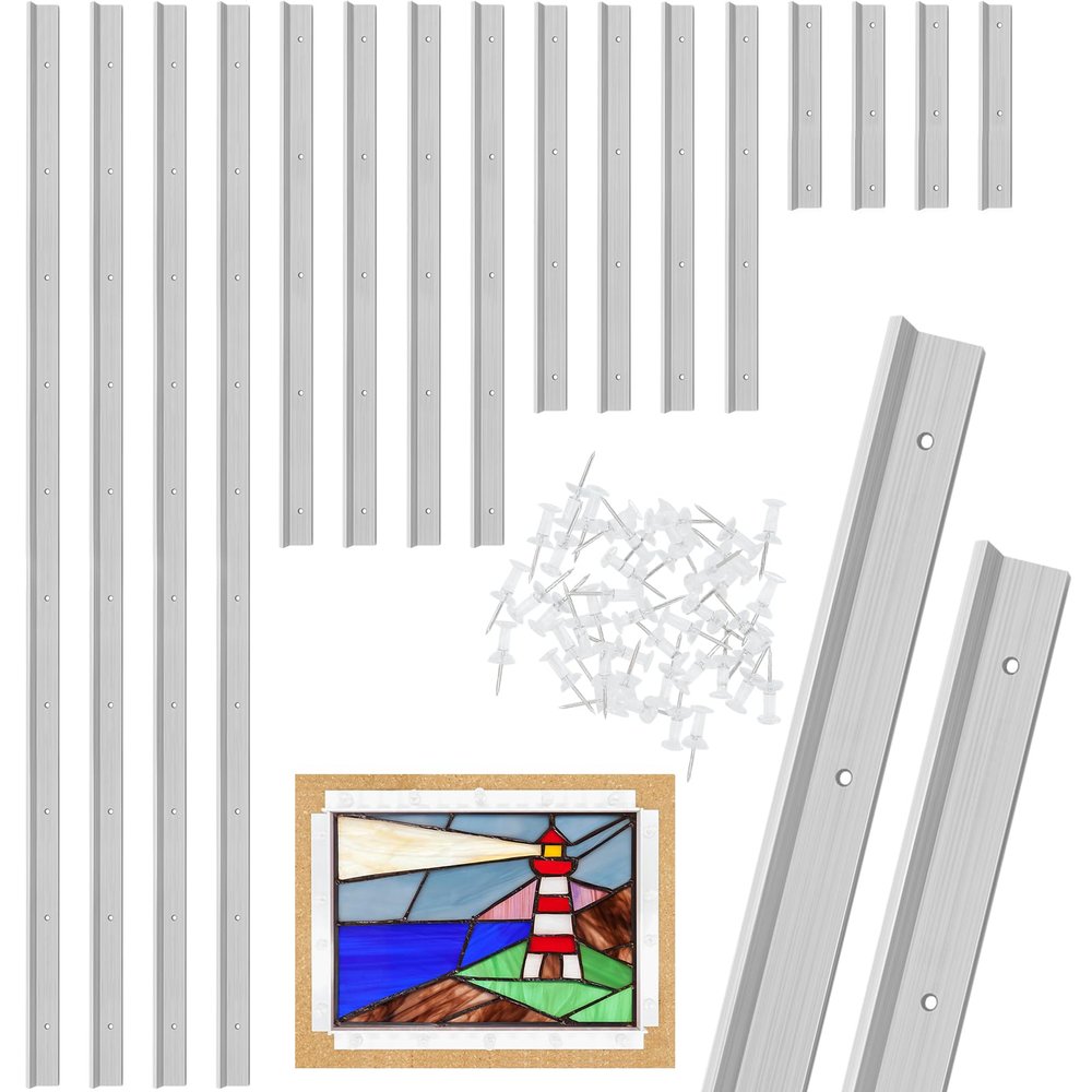 ZAWAGIIK Layout Block System for Stained Glass Panels 16" 8" 6" 3" Pack of 16 Layout Block System for Stained Glass Supplies and Tools with 80 Push Pins for Stained Glass Making Craft