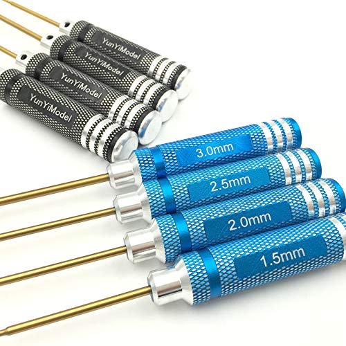 Replacement Part For RC Tools HSS H1.5mm 2.0mm 2.5mm 3.0mm Handle Hex S Key Driver Tool For RC Car Helicopter - (Color: Blue Short Section)