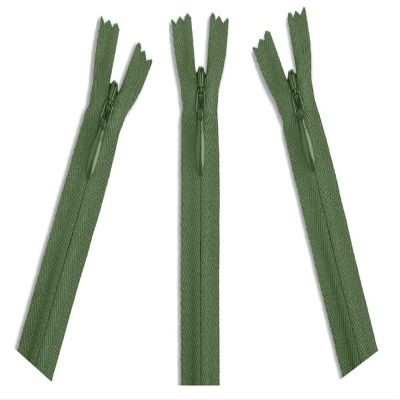 Invisible (Conceal) YKK Zippers - Perfect for Clothes, Crafts & Sewing Projects - Color: Army Green #566 - Choose Your Length - Made in The United States (3 Zippers Per Pack) (9" Inches)