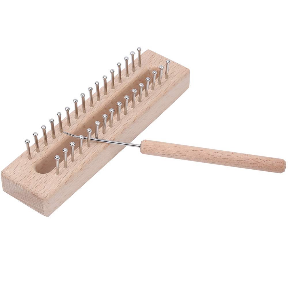 Wooden Handmade Knitting Loom,Square Knitting Looms Crochet Yarn Needles Boards with Elbow Crochet Hook Hand Wooden Weaving Machine