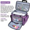 CAB55 Rolling Sewing Machine Case, Detachable Rolling Sewing Machine Carrying Case on Wheels, Trolley Tote Bag with Removable Bottom Wooden Board for Most Standard Sewing Machine -Purple view 2