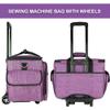CAB55 Rolling Sewing Machine Case, Detachable Rolling Sewing Machine Carrying Case on Wheels, Trolley Tote Bag with Removable Bottom Wooden Board for Most Standard Sewing Machine -Purple view 3