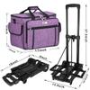 CAB55 Rolling Sewing Machine Case, Detachable Rolling Sewing Machine Carrying Case on Wheels, Trolley Tote Bag with Removable Bottom Wooden Board for Most Standard Sewing Machine -Purple view 4