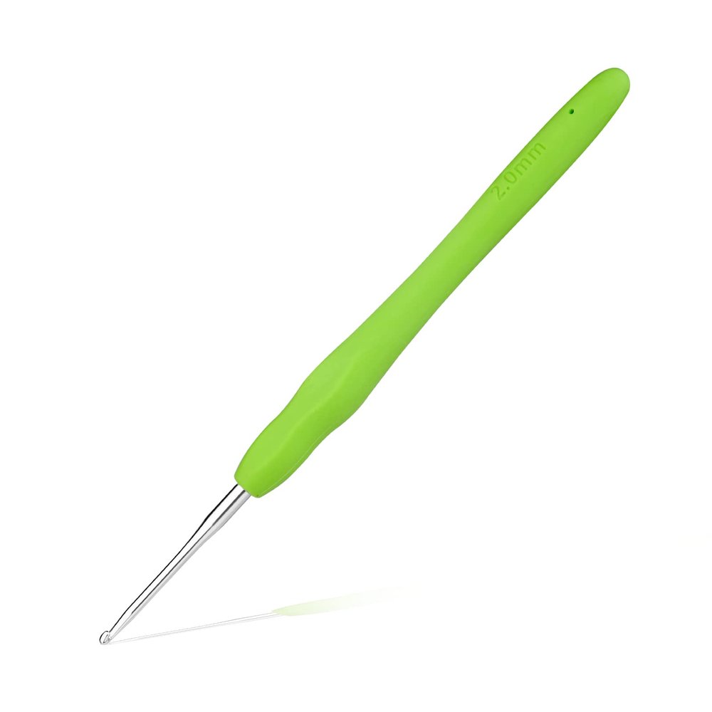 2 mm Crochet Hook, Ergonomic Handle for Arthritic Hands, Extra Long Knitting Needles for Beginners and Crocheting Yarn (2 mm)