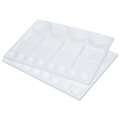 PATIKIL 20 Wells Paint Tray Palette, 2Pcs Plastic Rectangle Pallet Painting Supplies for Art Class Craft DIY Gouache Watercolor
