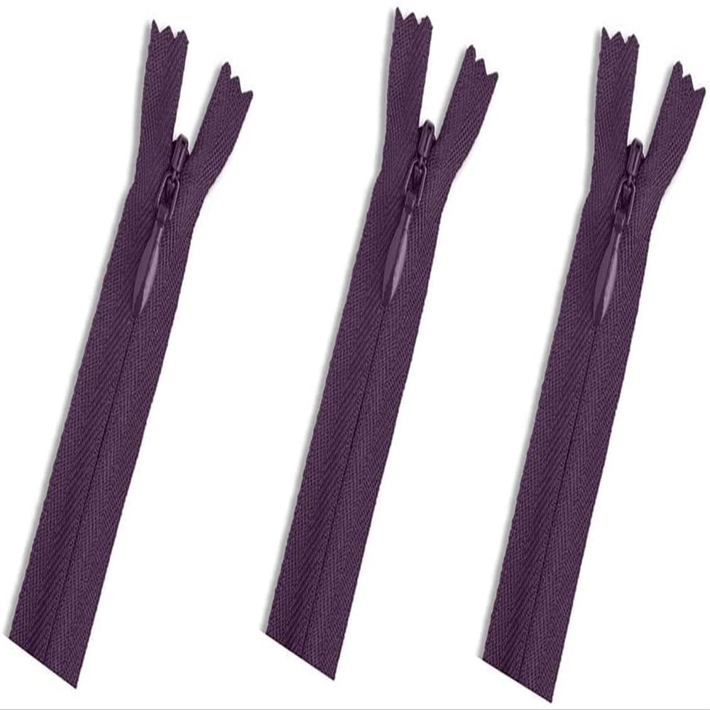 Invisible (Conceal) YKK Zippers - Perfect for Clothes, Crafts & Sewing Projects - Color: Purple #559 - Choose Your Length - Made in The United States (3 Zippers Per Pack) (9" Inches)