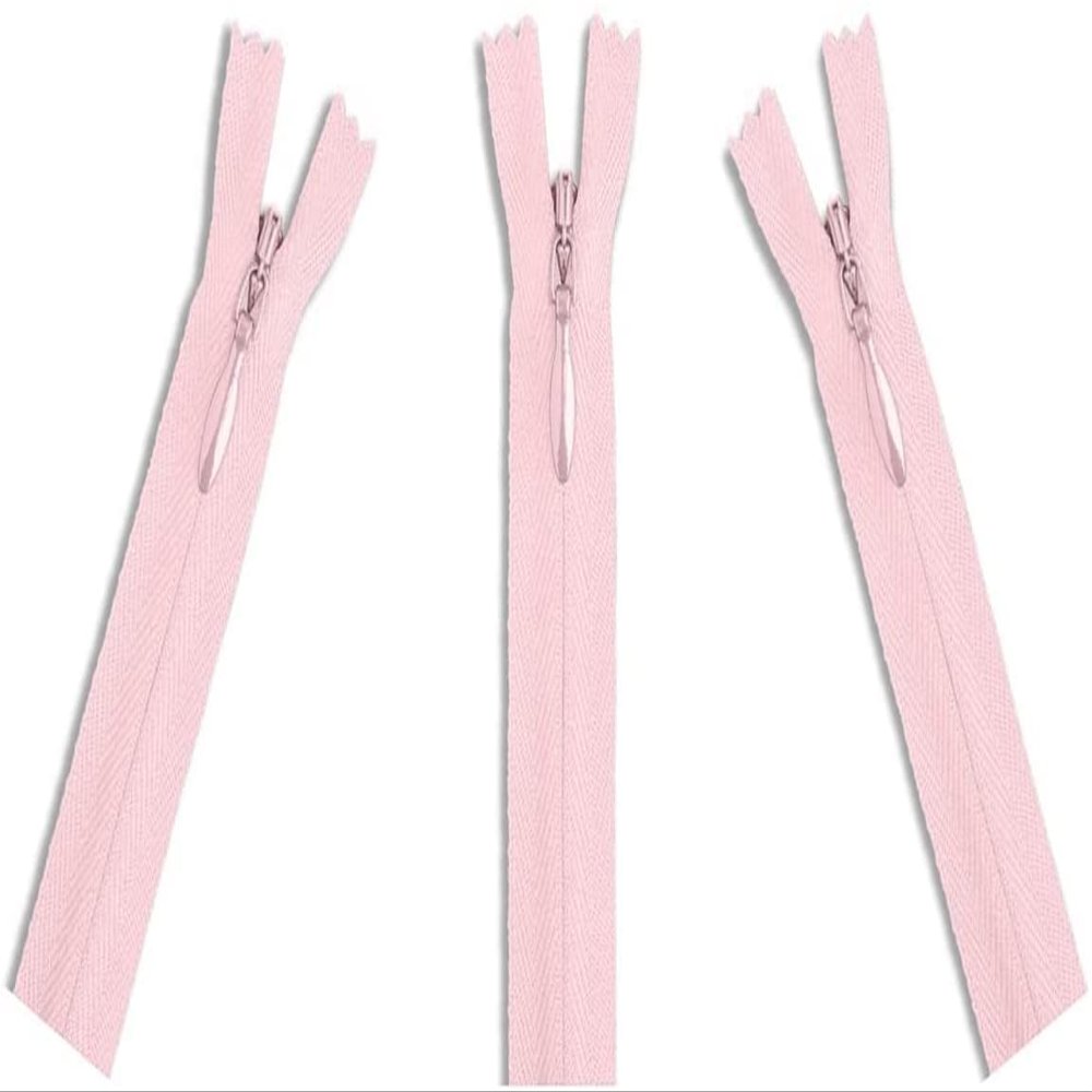 Invisible (Conceal) YKK Zippers - Perfect for Clothes, Crafts & Sewing Projects - Color: Pink #512 - Choose Your Length - Made in The United States (3 Zippers Per Pack) (22" Inches)