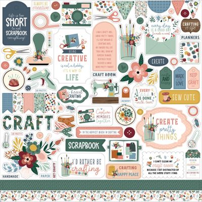 ECHO PARK PAPER COMPANY Let's Create Cardstock Stickers 12"X12"-Elements, Multicolor