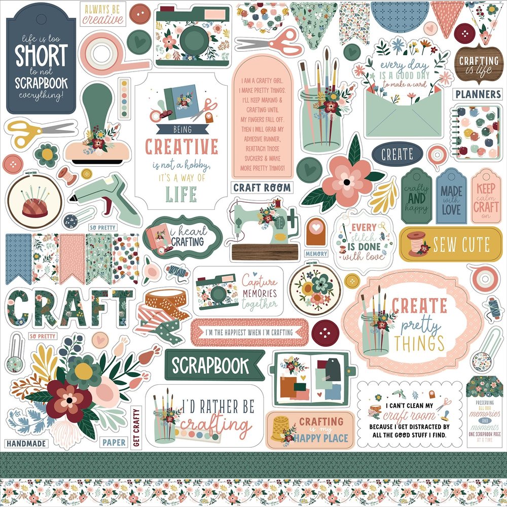 ECHO PARK PAPER COMPANY Let's Create Cardstock Stickers 12"X12"-Elements, Multicolor