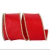 Ribbon - Vermilion Dupioni Frizette Wired Edge Ribbon, Red, 4 Inch, 10 Yards view 1