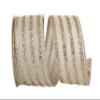 Ribbon - Glitter Stripes Linen Wired Edge Ribbon, Natural/Gold, 2-1/2 Inch, 10 Yards view 1