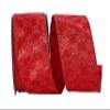 Ribbon - Glitter Check Metallic Shine Wired Edge Ribbon, Red, 2-1/2 Inch, 10 Yards view 1