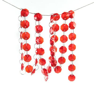 14mm 10M/50M Beads Garland Strand Red Hanging Crystal Glass Curtain Diamond Chains Party Tree Wedding Centerpiece Decor - (Color: Silver Rings/Size: 10 Meters)
