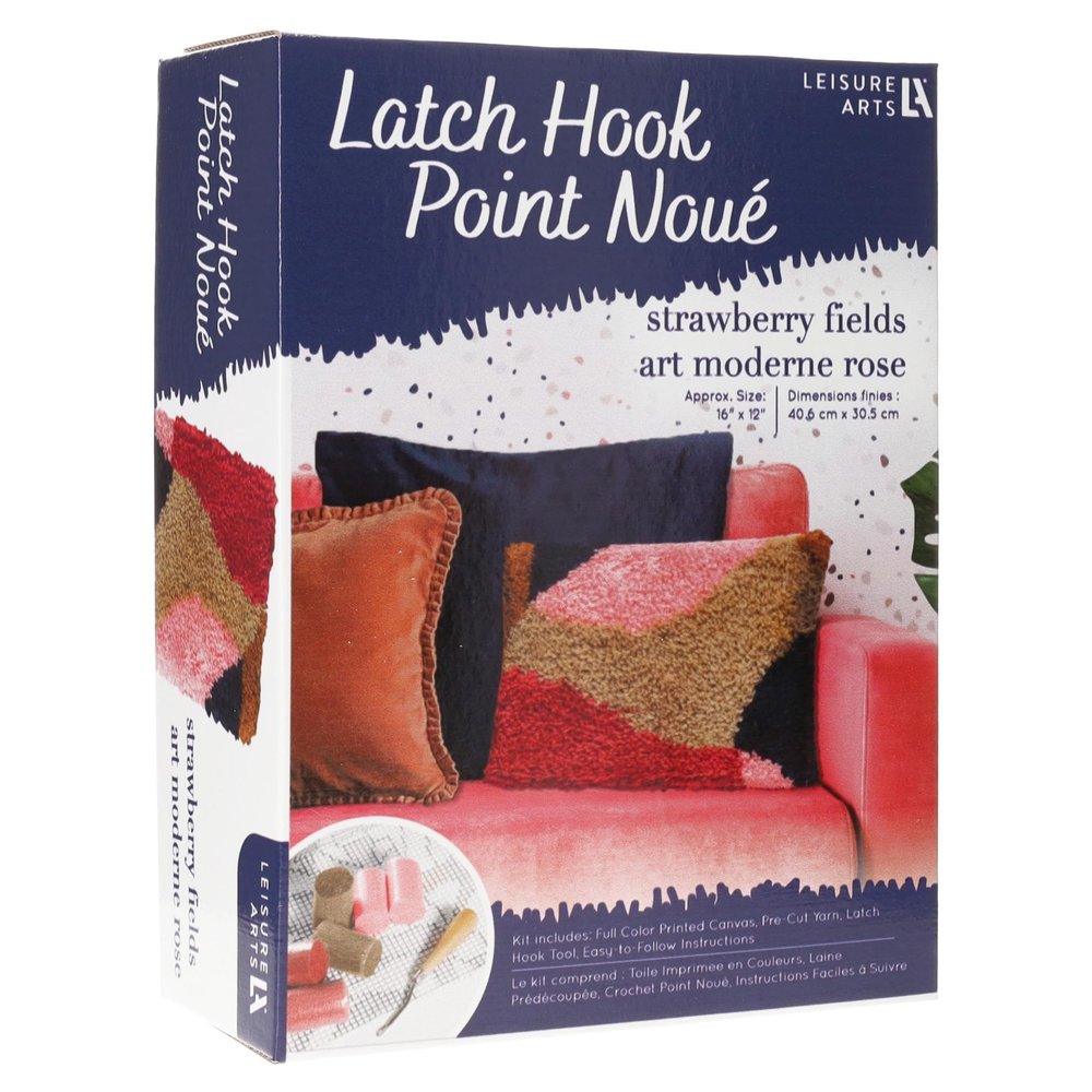 Leisure Arts Latch Hook Kit Strawberry Fields, 12" X 16", Latch Hook Kit, Rug Kits, Rug Making Kit, Kits for Adults, Kits for Adults Beginners