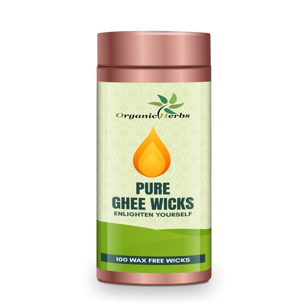 Organic Herbs Pure Ghee Wicks for Pooja | Pure Ghee Wicks | Diya Batti Puja Batti | 100 Wax Free Wicks