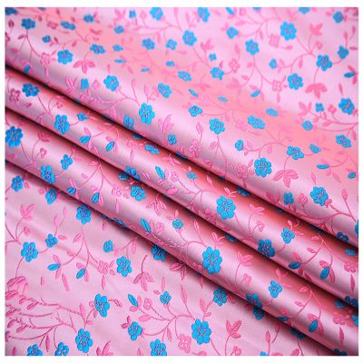 Silk Satin Fabric by The Yard Small Plum Jacquard Brocade Fabric 114cm Wide Sold by The Meter for Clothing Handmade Bags Cushion Cheongsam(Color:Pink)