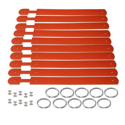 10 Pack leather Keyrings Blank-Laser Engraving, Hot foil stamping, Decorating Ready-Business Promotion, Events, Fundraising Ideas (ORANGE)