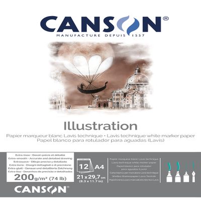 Canson Illustration Glued Pad A4 12 Sheets Smooth 200g