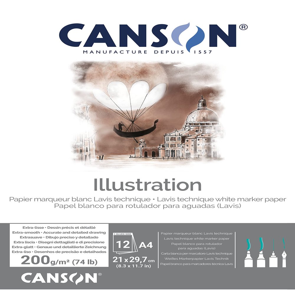 Canson Illustration Glued Pad A4 12 Sheets Smooth 200g