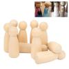 10Pcs Wooden Peg Dolls 75mm / 3.0in Unfinished Doll People Burr Develop HandsOn Skills Wooden Decorative Figures for Kids Art and Creative Craft(#2) view 2