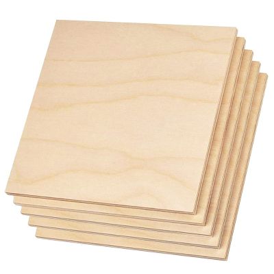 Plywood Sheet Board Squares, A Grade, 12 x 12 inch, 1/4 inch Thick, Pack of 5 Unfinished Wood for Crafts Basswood by Craftiff