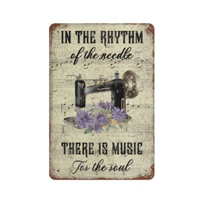 Floral Sewing Machine Metal Signs Sewing Room Decor, Sewing In The Rhythm of The Needle There Is Music for The Soul, Sewing Worksign-, Craft Room Decor, Laundry, Personalised Gifts, Rustic Home Dcor