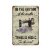 Floral Sewing Machine Metal Signs Sewing Room Decor, Sewing In The Rhythm of The Needle There Is Music for The Soul, Sewing Worksign-, Craft Room Decor, Laundry, Personalised Gifts, Rustic Home Dcor view 1