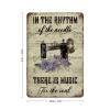 Floral Sewing Machine Metal Signs Sewing Room Decor, Sewing In The Rhythm of The Needle There Is Music for The Soul, Sewing Worksign-, Craft Room Decor, Laundry, Personalised Gifts, Rustic Home Dcor view 2