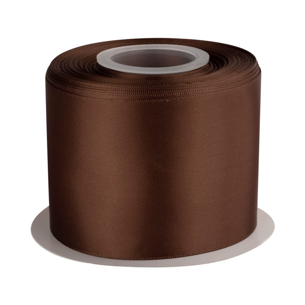 3" Inch Double Faced Satin Ribbon Brown Solid Polyester Craft Ribbon - 25 Yards Perfect for Gift Wrapping, Crafts, Wreath, Wedding Party Ceremony Decoration, Floral Arrangement, Sewing