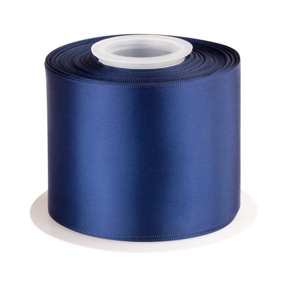 3" Inch Double Faced Satin Ribbon Navy Solid Polyester Craft Ribbon - 25 Yards Perfect for Gift Wrapping, Crafts, Wreath, Wedding Party Ceremony Decoration, Floral Arrangement, Sewing