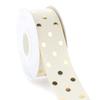 1.5" Ivory/Gold Foil Dots Grosgrain Ribbon 100 Yards view 1