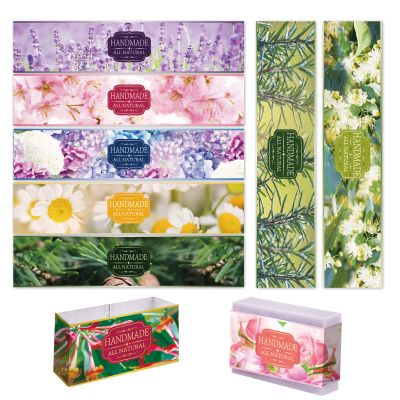 PH PandaHall 90pcs Handmade Wrap Label Tape, 9 Styles Lavender Blossom Daisy Honeysuckle Hydrangea Flower Soap Paper Wrapper Label Tags Sleeves Covers Band for Soap Lotion Bars Bath Gift Wrapping